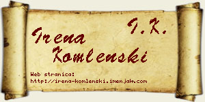 Irena Komlenski vizit kartica